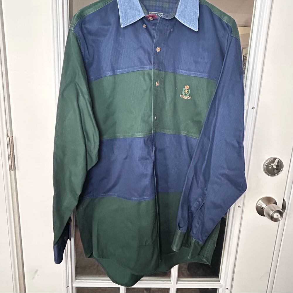 Chaps Plaid Shirt with Blue and Green‎ Tones